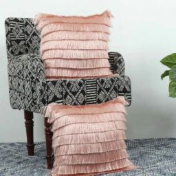 Peach Textured Cotton 16 x 16 Inches Cushion Covers (Set of 2) by Grhamoy-picture-4