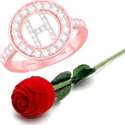 valentine gifts couple rings for girls women girlfriend H Alphabet name ring Brass, Copper, Crystal, Stone, Alloy, Metal Cubic Zirconia, Diamond, Zircon, Crystal Gold Plated Ring-image-42