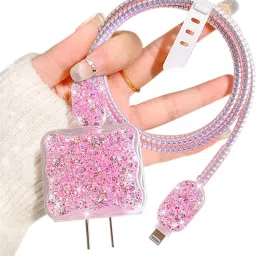CASENED Case Cover for Apple 20W iPhone USB-C Power Adapter Charger | Glitter Shape with Cable Protector-image-60