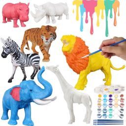 Forest Animal Figures Set & Painting Kit for Kids 3+|6 PCS Textured Animals Toys-image-7