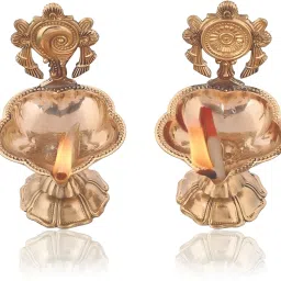 DIYA CHAKRA SHANKU Brass (Pack of 2) Table Diya Set-image-31