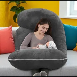 J Shaped Microfibre Solid Pregnancy Pillow Pack of 1-image-87