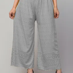 Women Relaxed Grey Viscose Rayon Trousers-image-27