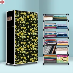 6 Shelf Foldable Collapsible Wardrobe Storage Organizer Almirah Cloth Rack PVC Collapsible Wardrobe-image-89