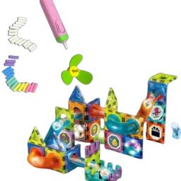 75-Piece Glow Magnetic Building Blocks+(Free Electric Eraser) Model Building Kit-image-72