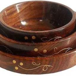 Bowls for Snacks/Dry Fruit Wooden Bowls Set of 3 Natural Handmade Bowl Serving Set-23