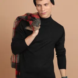 Men Solid Turtle Neck Black Sweater-image-38