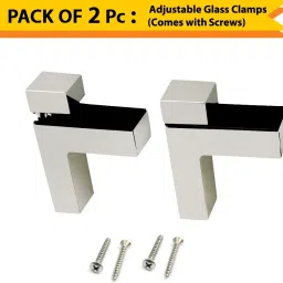 Adjustable Glass Shelf Bracket (Chrome Finish, Material-Zinc Alloy, Adjustable 3-23mm, Pack of 2 piece) 6.28 CM Shelf Bracket-20