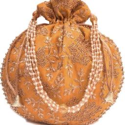Women Orange, Brown Potli-image-5
