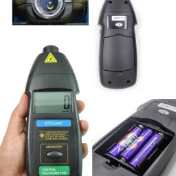 balrama DT2234C Digital Laser Photo Tachometer DT-2234C RPM Testing Gauge Speed Meter Tester + Carry Box + Reflective Tape Photoelectric Speedometer for Non Contact Speed Measuring Instrument Digital Speedometer image 2
