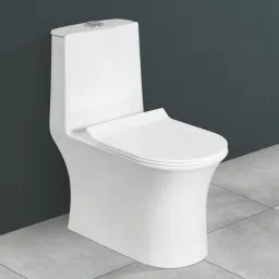 VAALKIN Modern Ceramic One-Piece Western Toilet Commode (S-Trap, Dual Flush) Western Commode-21