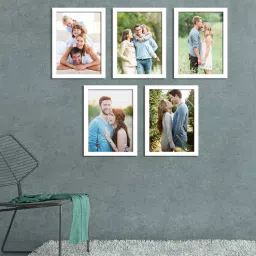 art street Reagan Set Of 5 White Synthetic Wood Collage Photo Frames-picture-30