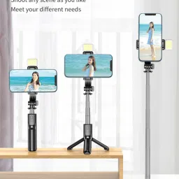 BUFONA Selfie Stick Tripod with Fill Light, All in One Extendable Remote Selfie Stick Tripod, Tripod Kit, Monopod, Monopod Kit, Tripod Clamp image 3