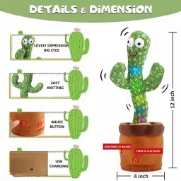 seashot Talking & Dancing Cactus|Can Sing Wriggle & Repeat What You Say | image 4