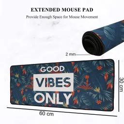 SEAGULL Large Extended XXL Mouse Pad with Non-Slip Rubber Base ,Stitched Embroidery Edge Mouse Mat for Laptop, Computer & Desk - (60 x 30 x 0.2 cm) (Good Vibes Only ) Mousepad image 2