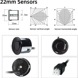 gh generic hub Auto Object Detector for Universal Cars (4 Sensors, Black) Set of 4 Black Sensors Reverse Radar Beep Sound Alert Parking Sensor image 2