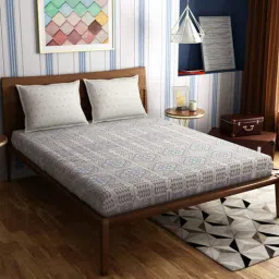 Multicolor Traditional 300 TC 100% Cotton Queen Sized Bed Sheets with 2 Pillow Covers by Petal Home-picture-5