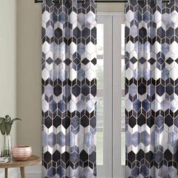 romee Multicolour Polyester Velvet Geometric 7FT Light Filtering Eyelet Door Curtains (Pack of 1)-picture-24