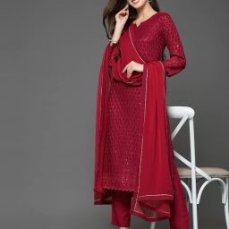 Women Viscose Rayon Kurta Pant Dupatta Set-image-21