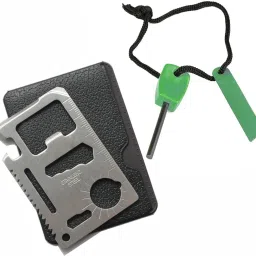 DSTECHBAR Card Tool with Fire Starter Pocket Tool Emergency Survival Tool Camping (Combo) Can Opener, Fire Starter, Knife, Multi Tool, Pocket Knife, Survival Knife-12