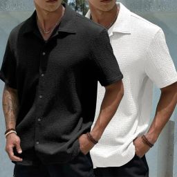 Men Slim Fit Solid Spread Collar Casual Shirt-image-67