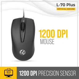 LAPCARE L-70 Plus / 1200 DPI Wired Ambidextrous Optical Mouse image 2