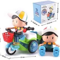 goyal's Bump & Go Tricycle Toy with Flashing Lights Music Automatic Riding 360° Rotation image 3