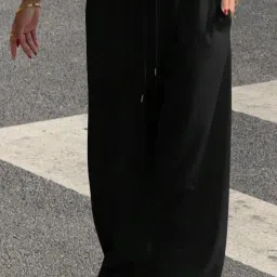 Women Solid Black Track Pants-image-50