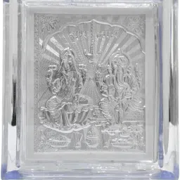 999 Pure Silver Lakshmi Ganesh ji Frame, Silver, Office, Home, Car Dashboard Decorative Showpiece-6 cm-image-11