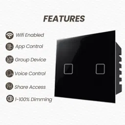 Howell 2 Gang Wi-Fi Smart 15 Amp Touch Switch Compatible With Alexa, Google & Siri Smart Switch image 4