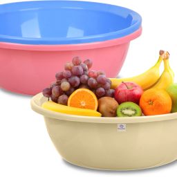 Plastic Multipurpose Storage Basket|12 LTR|Pack of 3|Cream & Pink & Blue Storage Basket-image-38
