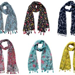 Floral Print Chiffon Women Multicolor Scarf, Stole-image-61