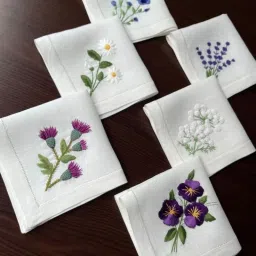 Shree adodhya Embroidery handkerchief for women ( pack of 6)size 44×44 cm. ["White"] Handkerchief-image-65