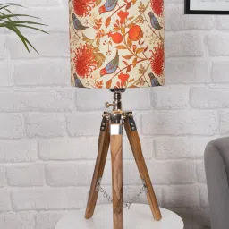 Modern Tripod Table Lamp, Wooden Base Modern Fabric Lampshade Table Lamp-image-26