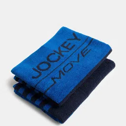 Jockey T445 2 Pieces Cobalt Blue Striped 500 GSM Terry Cotton Gym Bath Towels-image-33