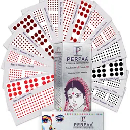 PERPAA Premium Kumkum Set Of 16 Velvet Sticker Kumkum Bindi-18