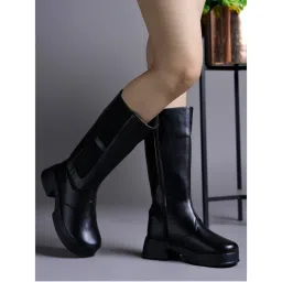 Shoetopia Smart Casual Black Long Casual Boots for Women-picture-24