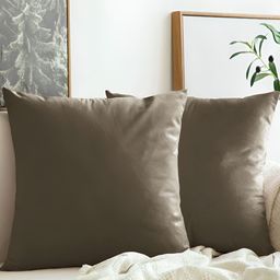 Aurave Brown 2 Pcs Square Cushion Covers-image-35