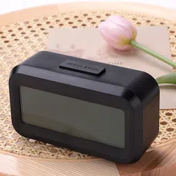 Kuber Industries Black Contemporary Alarm Clock-55