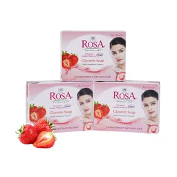 ROSA Set of 3 Glycerin Soaps with Strawberry Extract - 100 g Each image 1