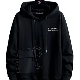 JUMPCUTS Typography Printed Hooded Long Sleeves Cotton Slim Fit T-shirt-image-8