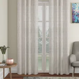 HOSTA HOMES Cream-Coloured Set of 2 Floral Door Curtain-image-59