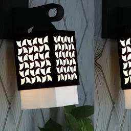 Gojeeva Black Wood Square Shaped Wall Lamp-35