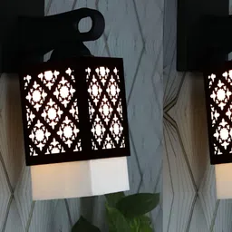 Gojeeva Black Wood Square Shaped Wall Lamp-15