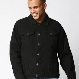 WAIMEA Men Black Washed Denim Classic Jackets-16