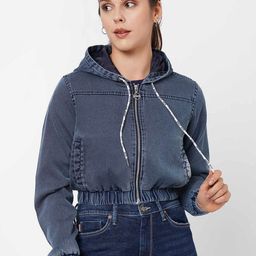 Pepe Jeans Women Blue Crop Hooded Denim Jacket-picture-42