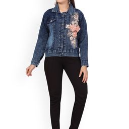 BAESD Girls Floral Embroidered Cotton Denim Jacket-image-59
