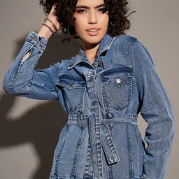 SASSAFRAS Blue Spread Collar Denim Jacket-picture-38