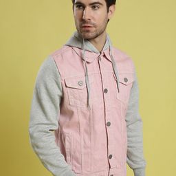 Campus Sutra Men Pink Lightweight Outdoor Open Front Jacket-image-57