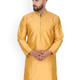 Enciger Woven Design Mandarin Collar Thread Work Straight Kurta-picture-8